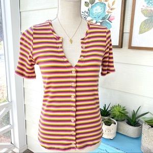 Anthropologie Multi Color Striped Button Shirt